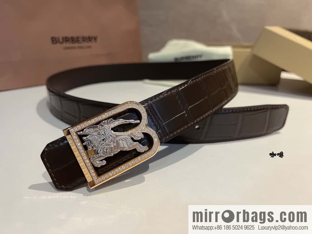 BURBERRY Burberry, stainless steel B-shaped war horse inlaid with metal buckle 3.5cm