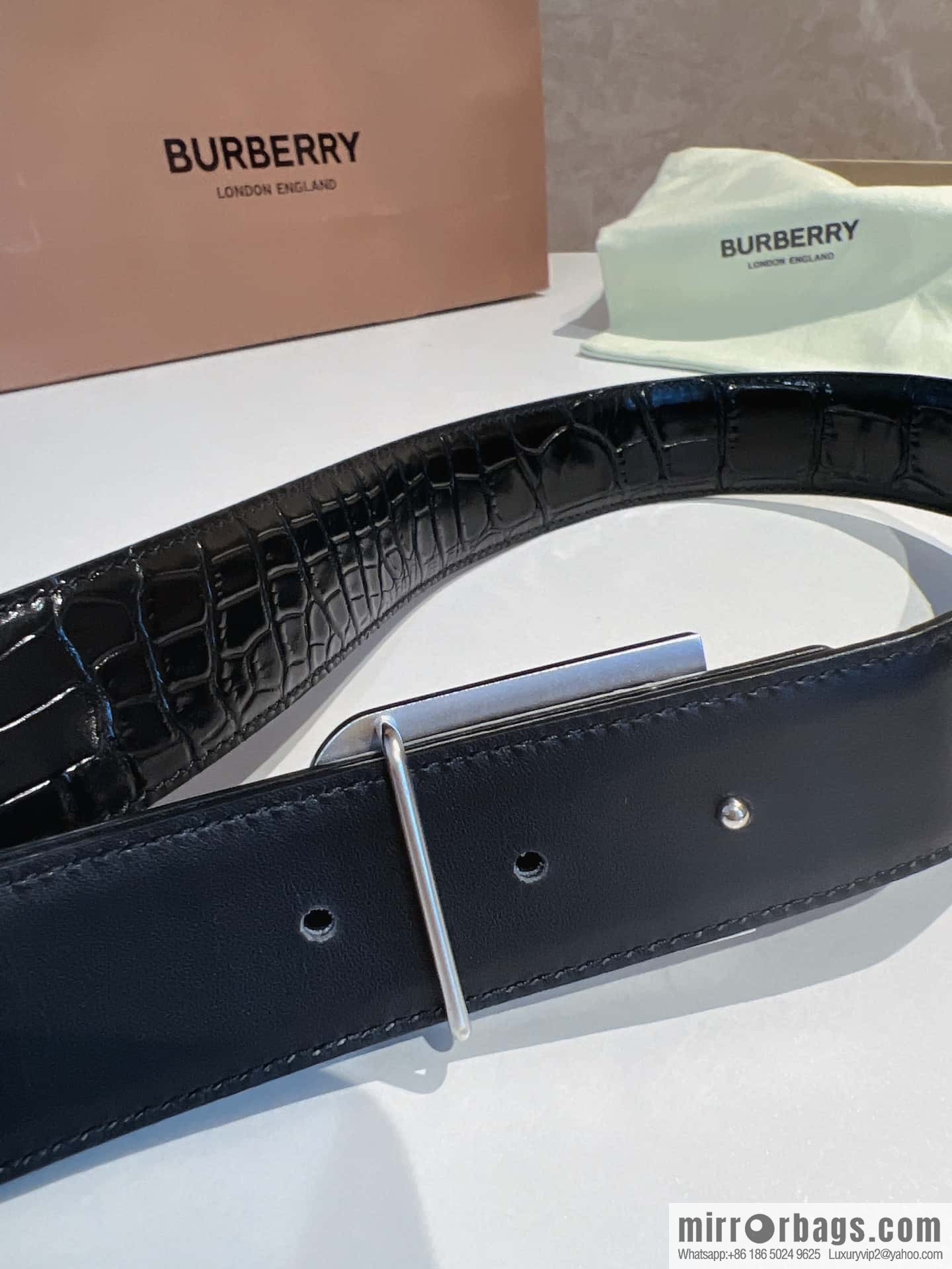 BURBERRY Burberry, stainless steel B-shaped war horse inlaid with metal buckle 3.5cm