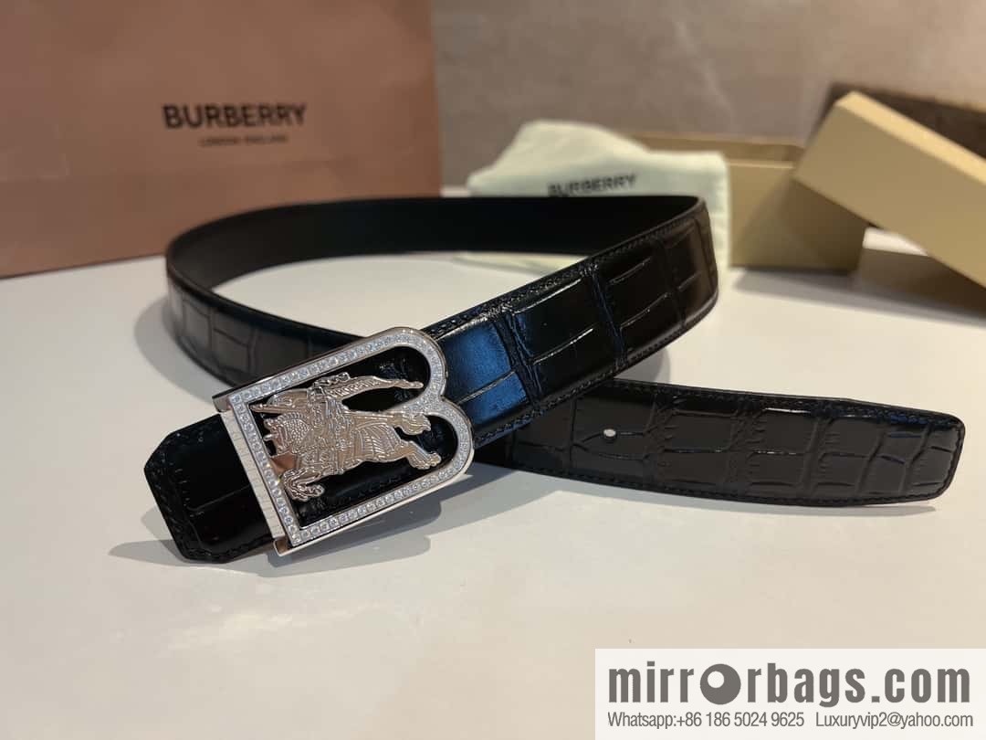 BURBERRY Burberry, stainless steel B-shaped war horse inlaid with metal buckle 3.5cm