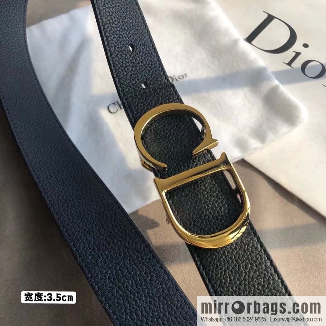 DIOR OBLIQUE printed with black cowhide lychee double-sided external 3.5CM belt