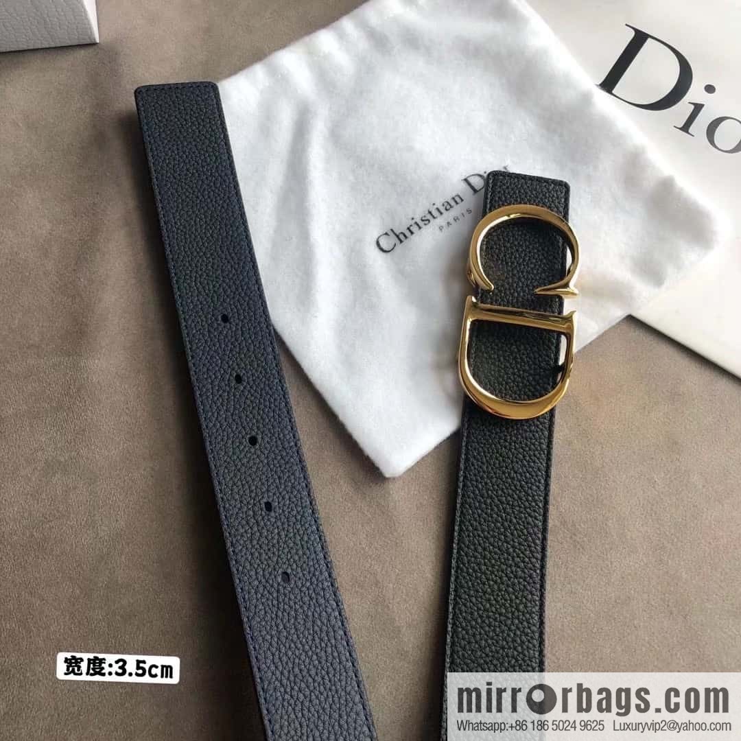DIOR OBLIQUE printed with black cowhide lychee double-sided external 3.5CM belt