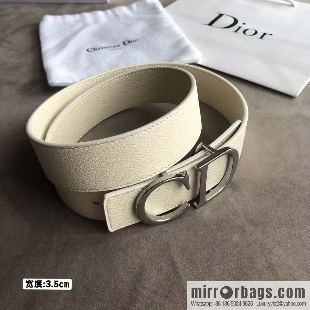 DIOR OBLIQUE printed with black cowhide lychee double-sided external 3.5CM belt