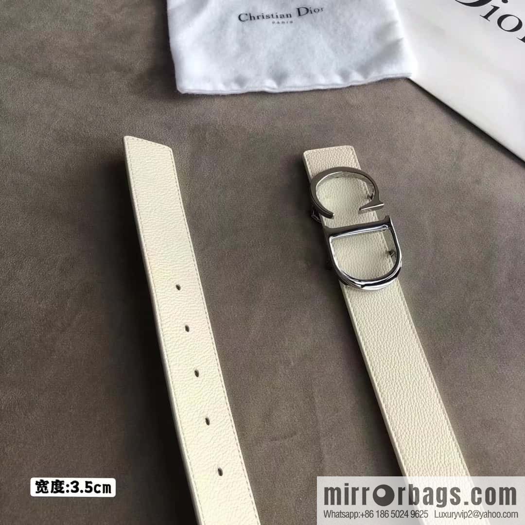 DIOR OBLIQUE printed with black cowhide lychee double-sided external 3.5CM belt