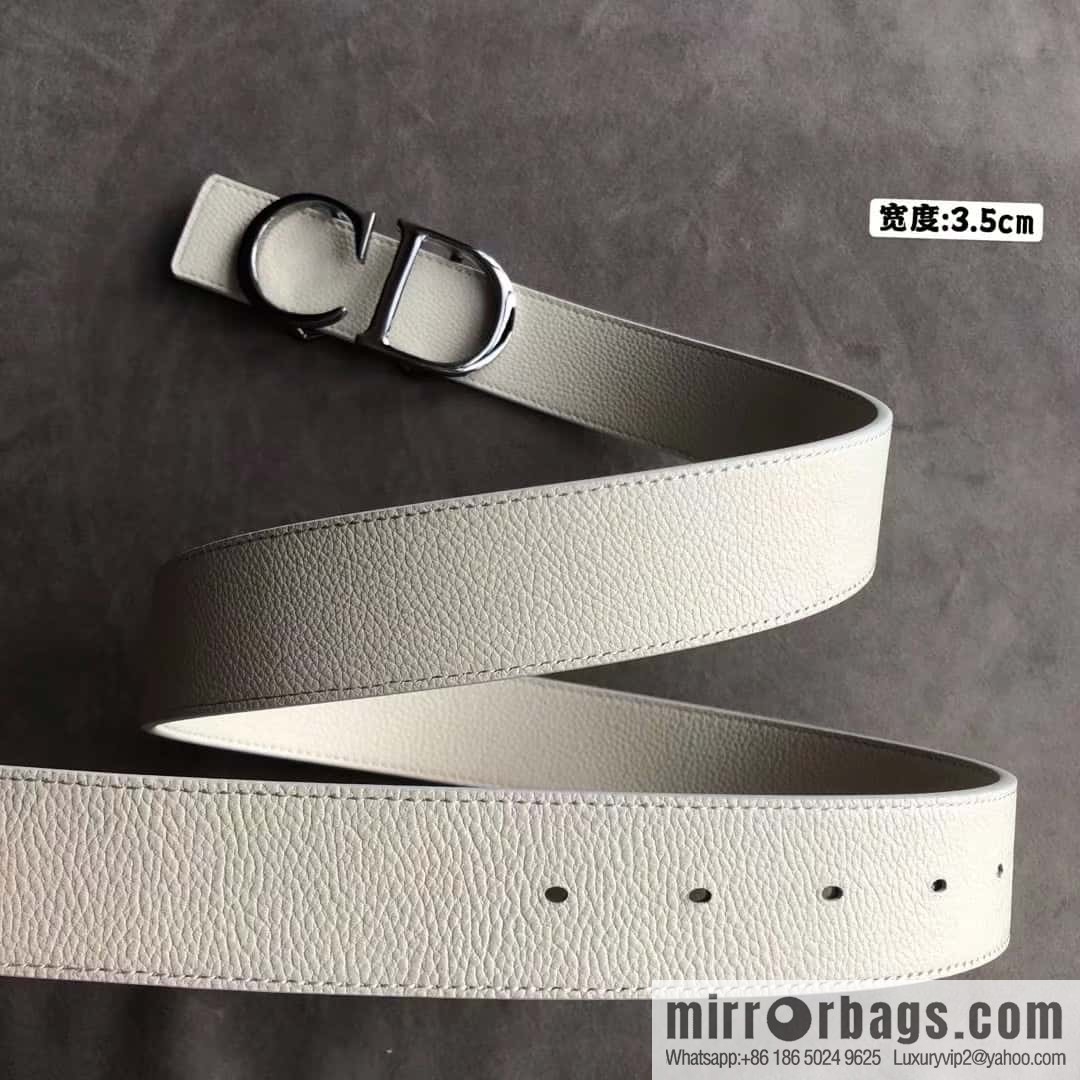 DIOR OBLIQUE printed with black cowhide lychee double-sided external 3.5CM belt