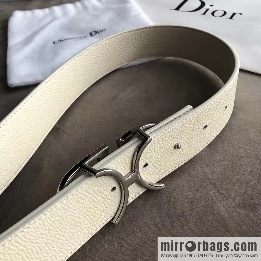 DIOR OBLIQUE printed with black cowhide lychee double-sided external 3.5CM belt
