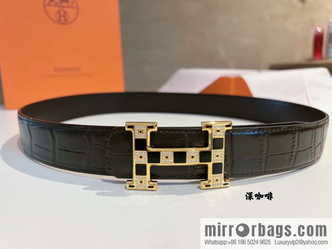 Hermes, stainless steel with Austrian crystal diamonds and resin 35mm belt