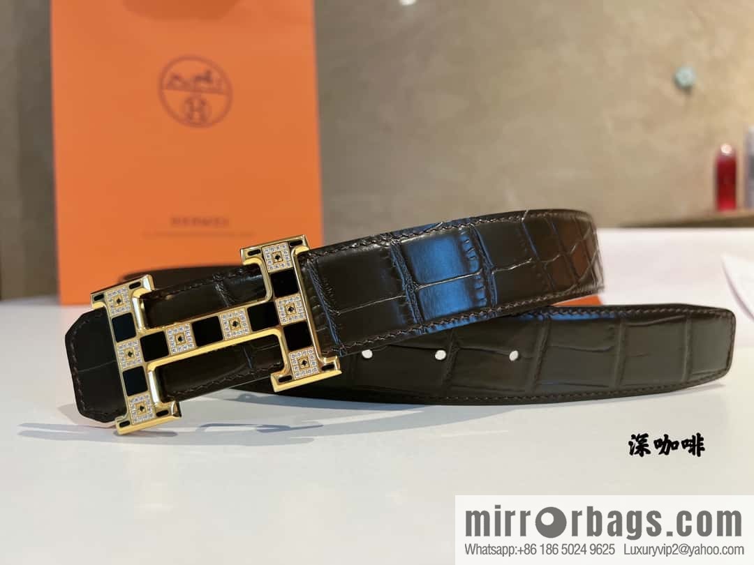Hermes, stainless steel with Austrian crystal diamonds and resin 35mm belt
