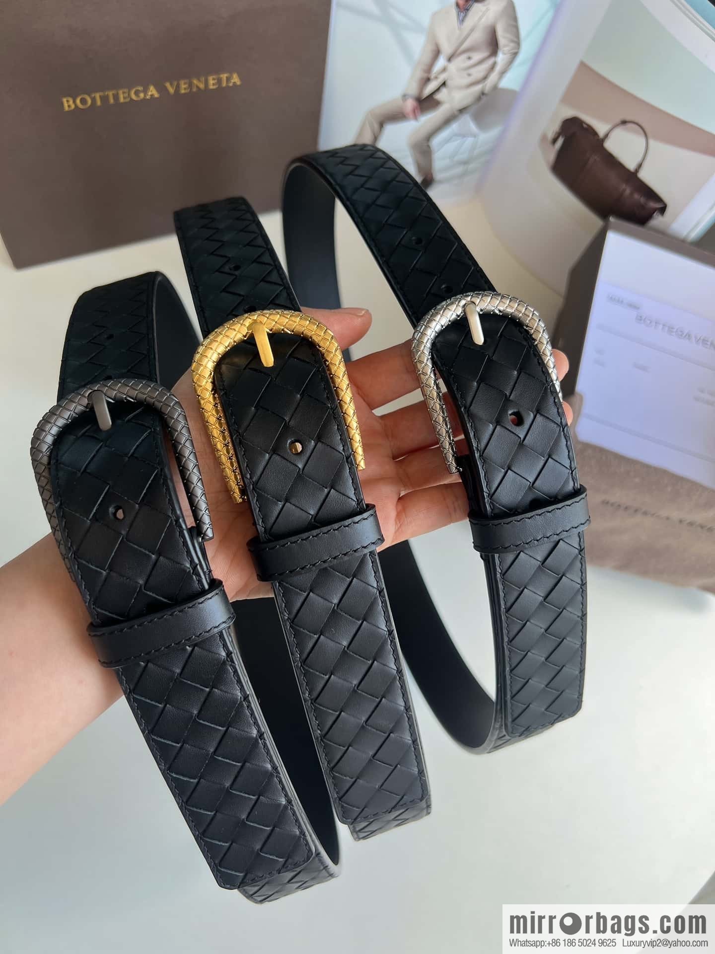 Bottega Venta Intrecciato Woven Men's 3.5cm Belt