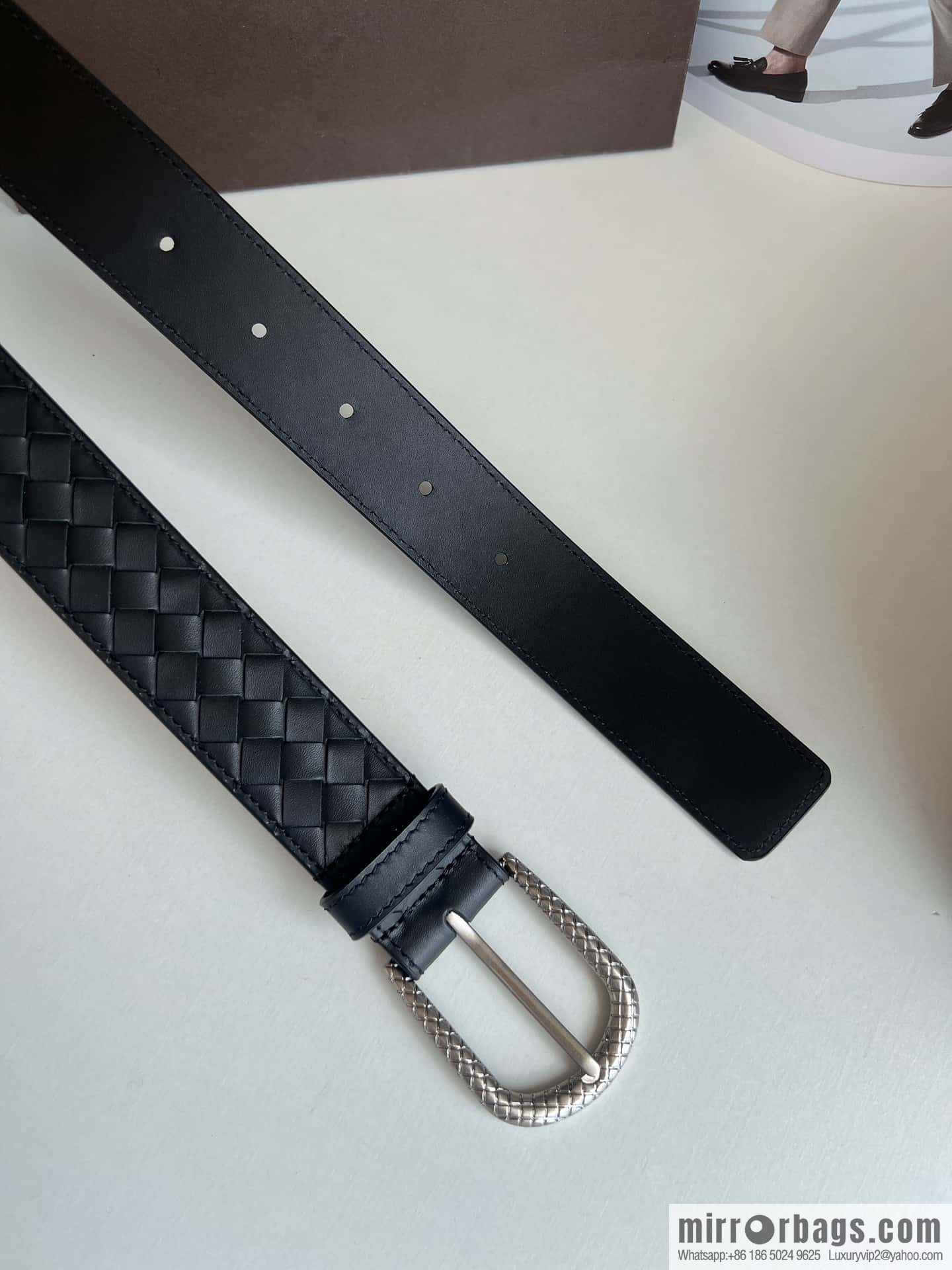 Bottega Venta Intrecciato Woven Men's 3.5cm Belt