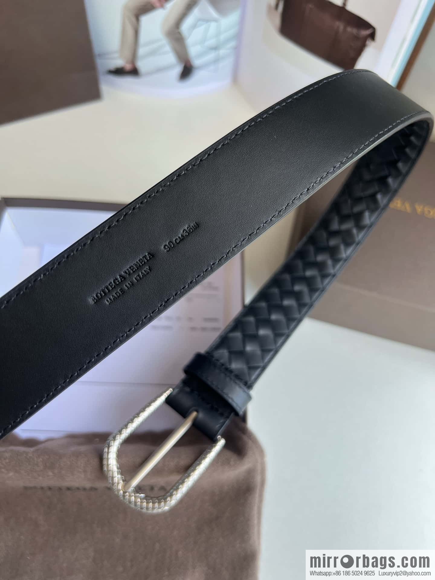 Bottega Venta Intrecciato Woven Men's 3.5cm Belt
