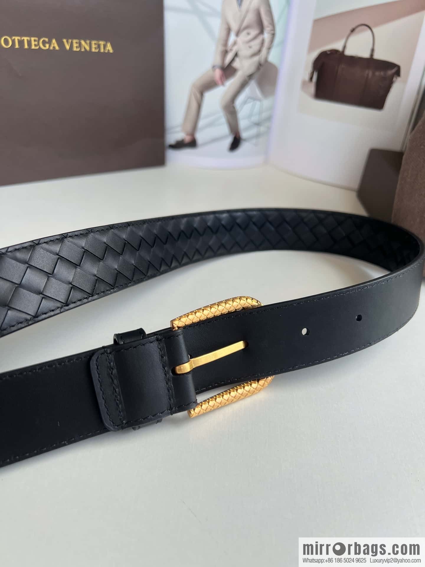 Bottega Venta Intrecciato Woven Men's 3.5cm Belt