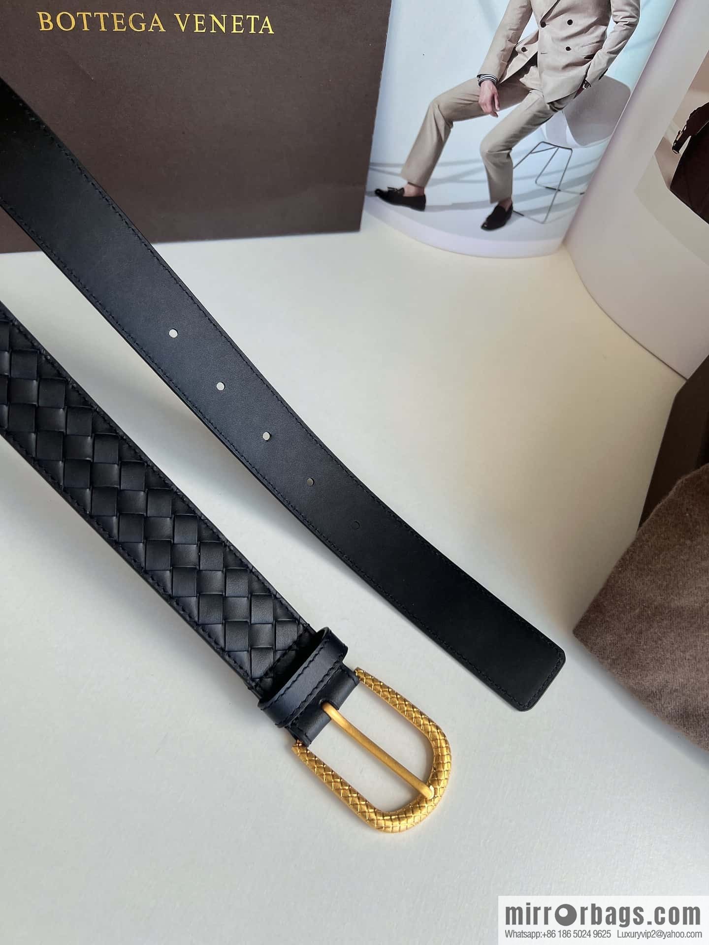 Bottega Venta Intrecciato Woven Men's 3.5cm Belt