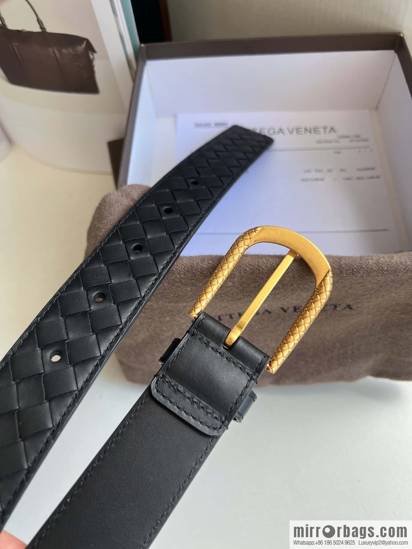 Bottega Venta Intrecciato Woven Men's 3.5cm Belt