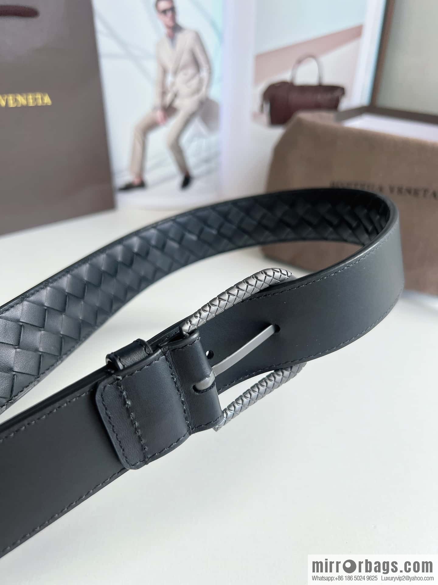 Bottega Venta Intrecciato Woven Men's 3.5cm Belt