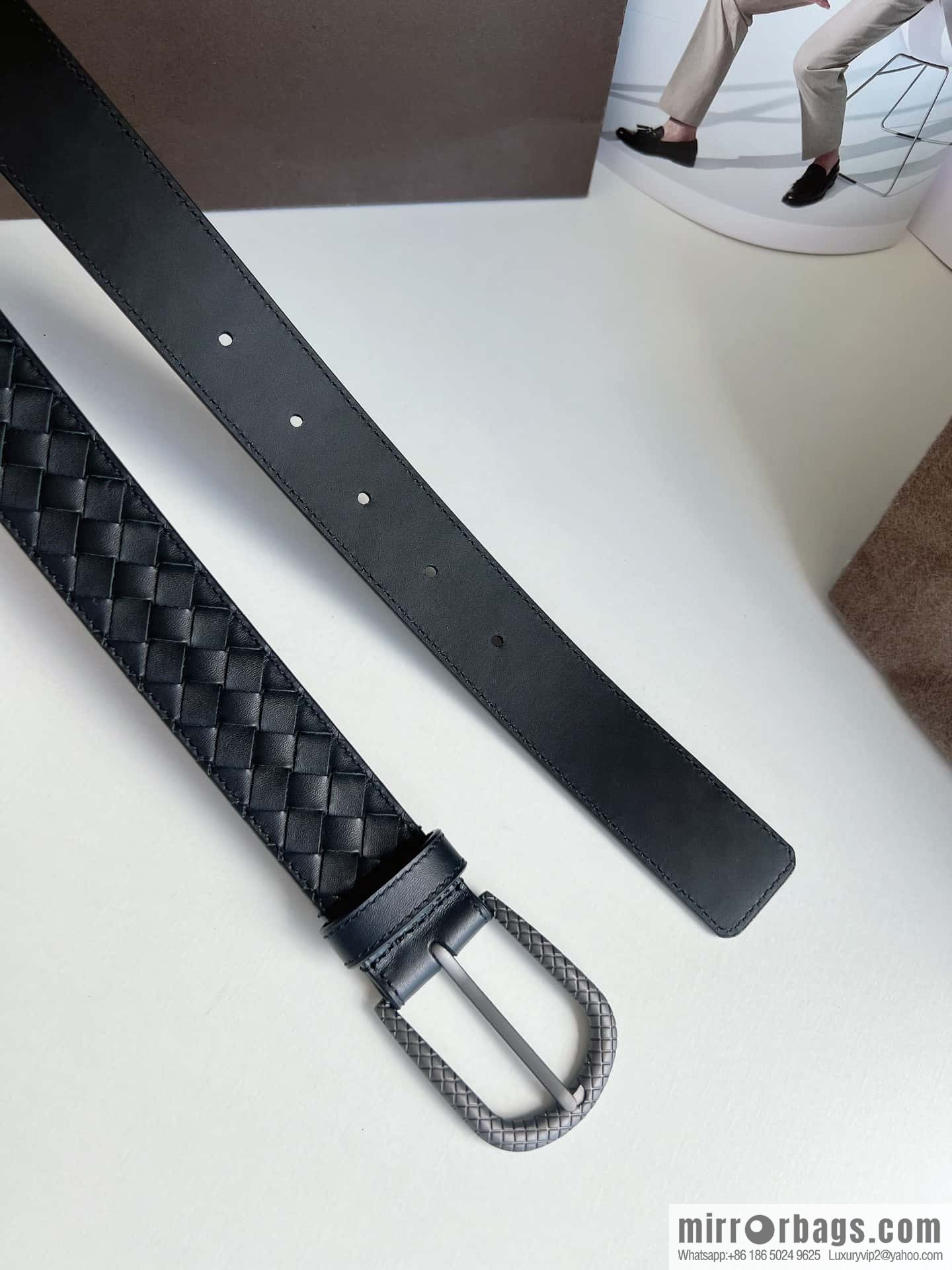 Bottega Venta Intrecciato Woven Men's 3.5cm Belt
