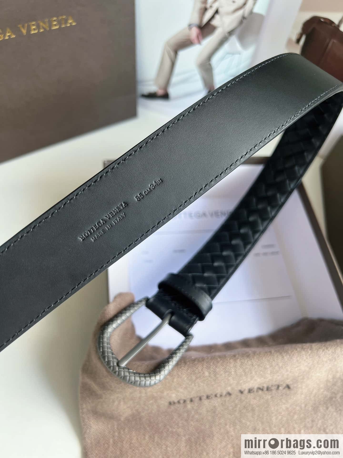 Bottega Venta Intrecciato Woven Men's 3.5cm Belt