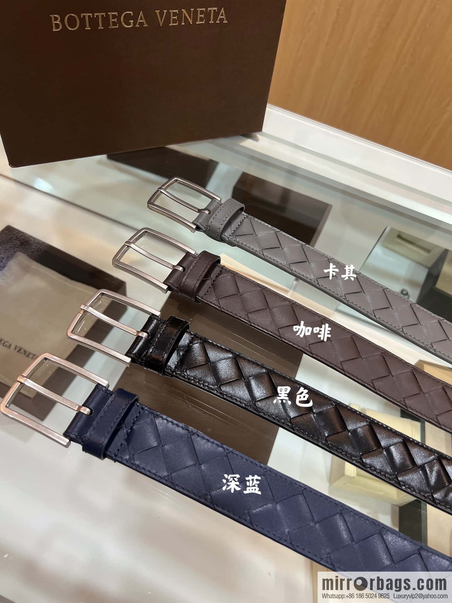 BV Baodiejia, imported cowhide adopts hand-woven matte pin buckle belt 3.5cm belt