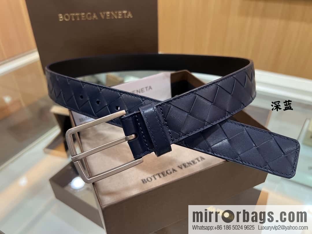 BV Baodiejia, imported cowhide adopts hand-woven matte pin buckle belt 3.5cm belt