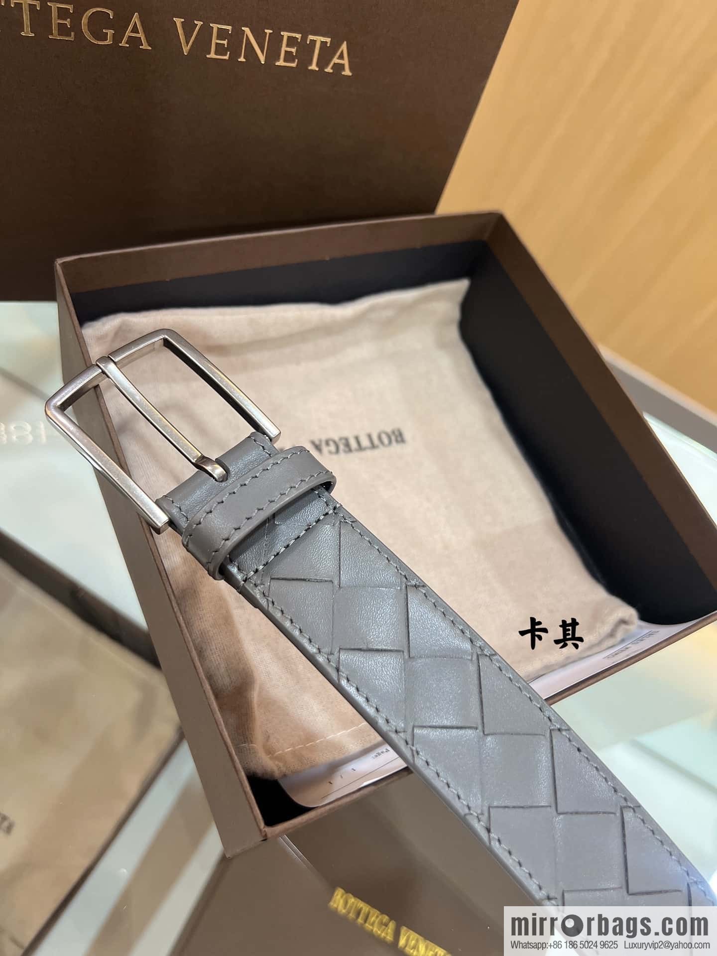 BV Baodiejia, imported cowhide adopts hand-woven matte pin buckle belt 3.5cm belt