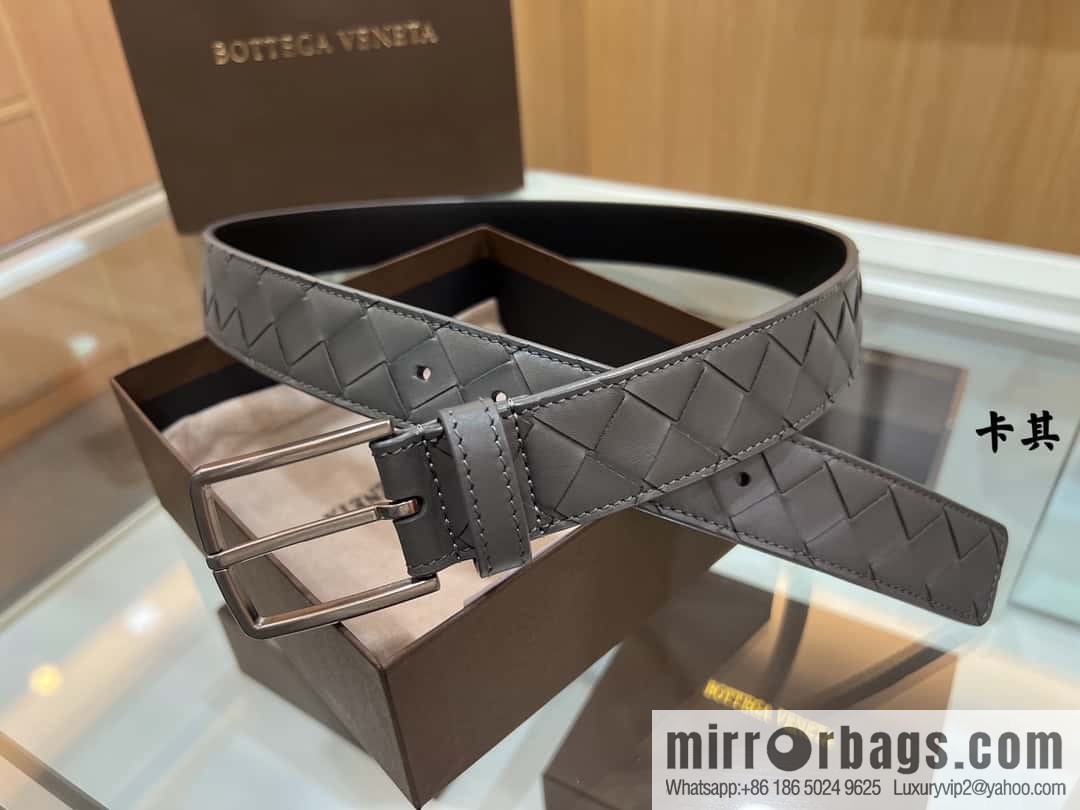 BV Baodiejia, imported cowhide adopts hand-woven matte pin buckle belt 3.5cm belt