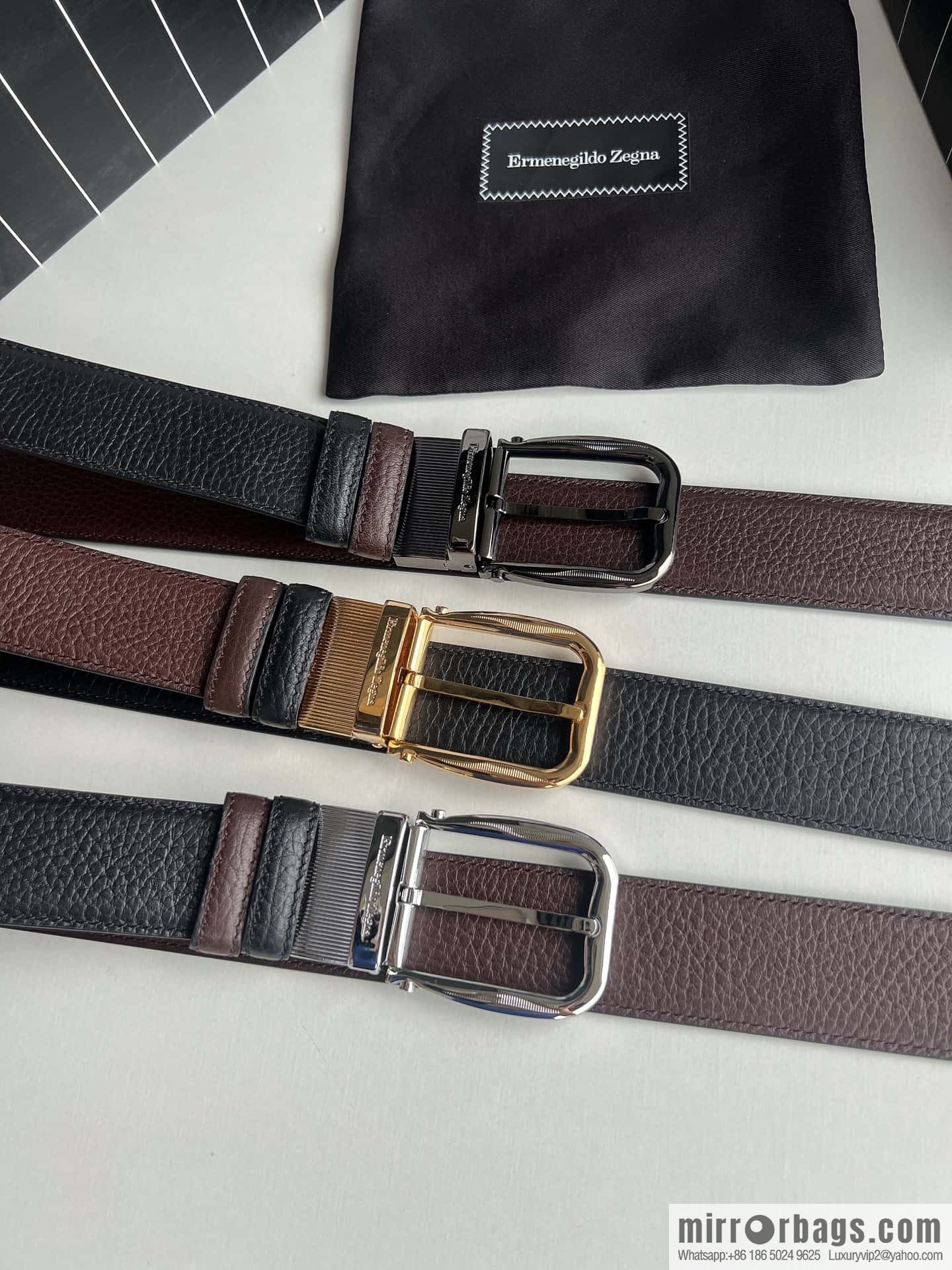 Ermengildo. Zein Zegna men's business leisure rotating pin buckle imported first layer cowhide belt 3.5cm