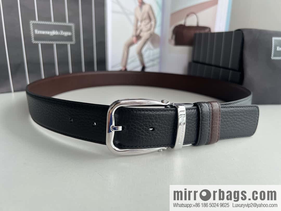 Ermengildo. Zein Zegna men's business leisure rotating pin buckle imported first layer cowhide belt 3.5cm