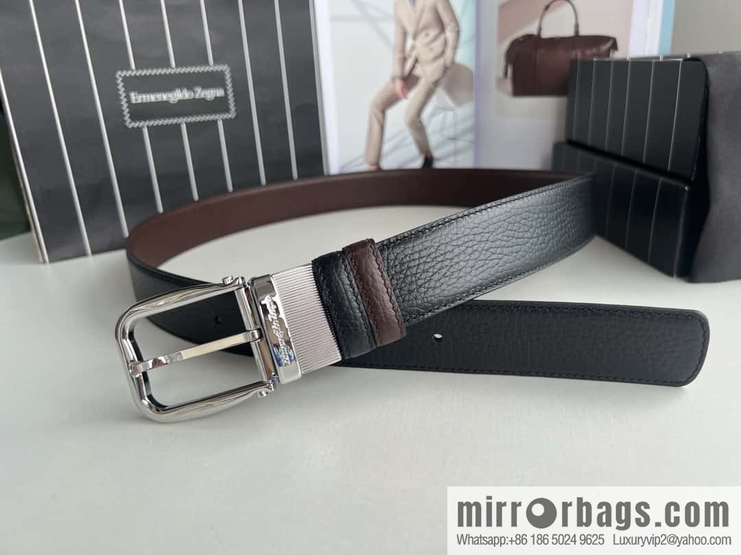 Ermengildo. Zein Zegna men's business leisure rotating pin buckle imported first layer cowhide belt 3.5cm
