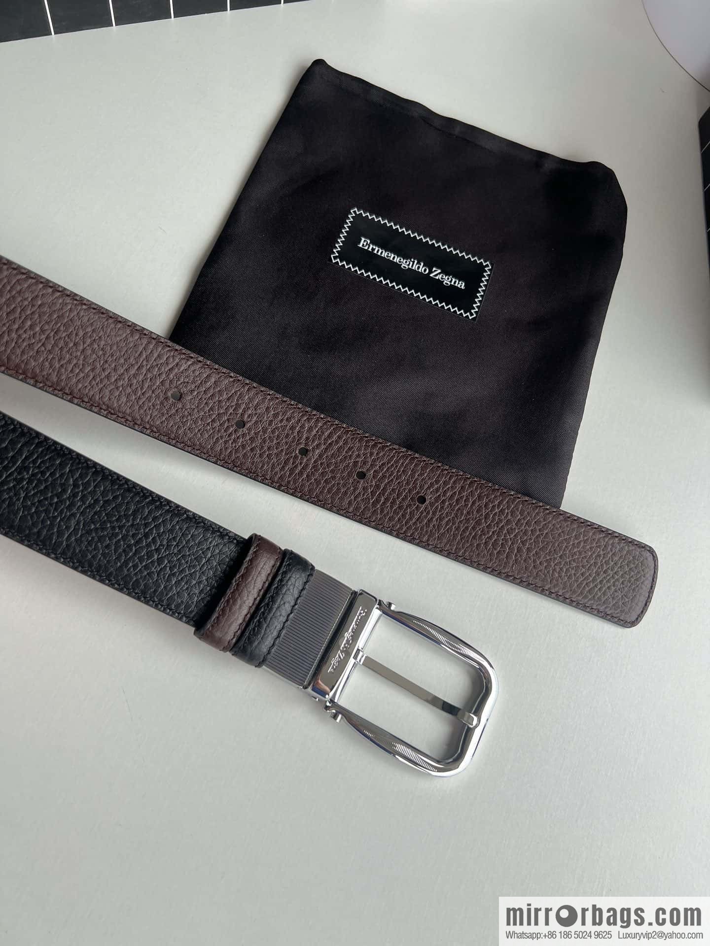 Ermengildo. Zein Zegna men's business leisure rotating pin buckle imported first layer cowhide belt 3.5cm