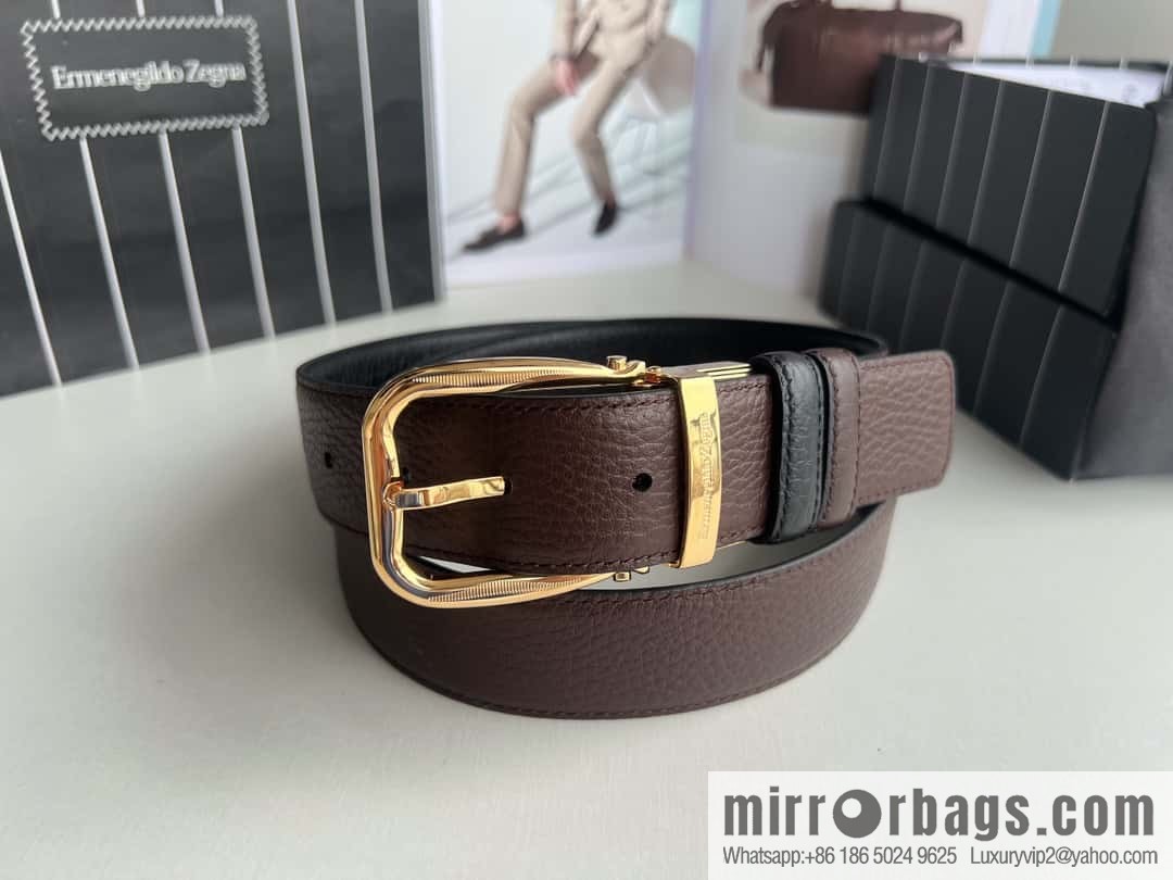 Ermengildo. Zein Zegna men's business leisure rotating pin buckle imported first layer cowhide belt 3.5cm