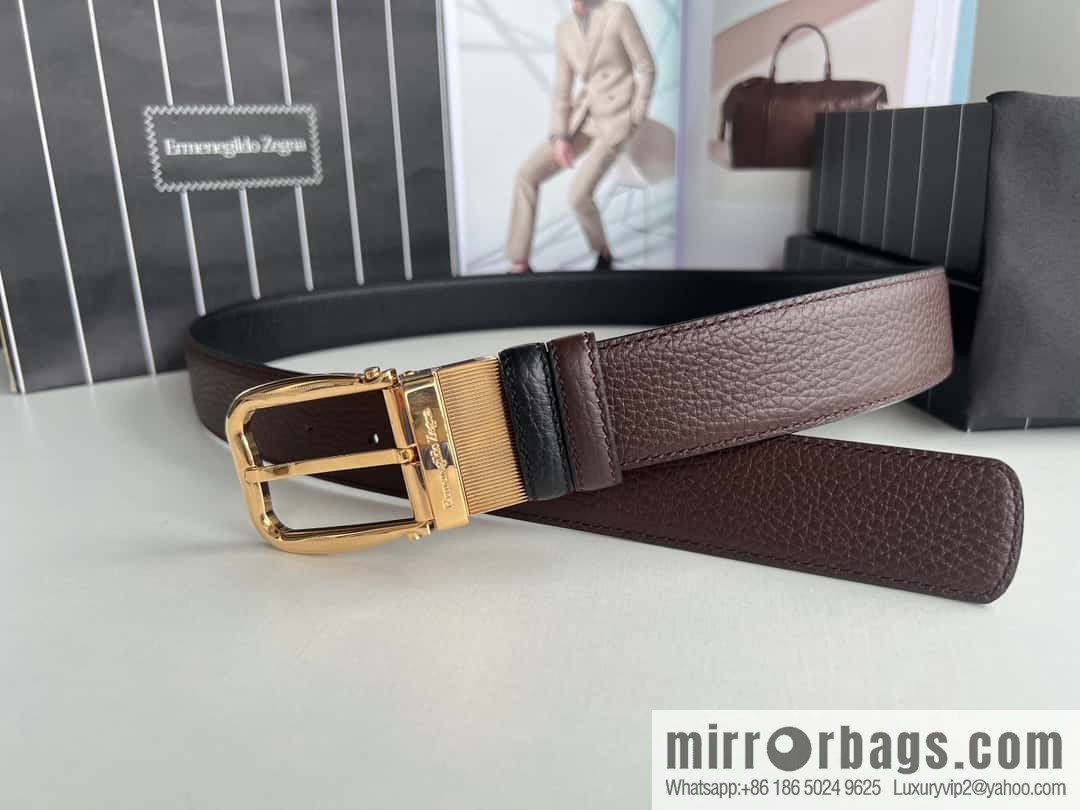 Ermengildo. Zein Zegna men's business leisure rotating pin buckle imported first layer cowhide belt 3.5cm