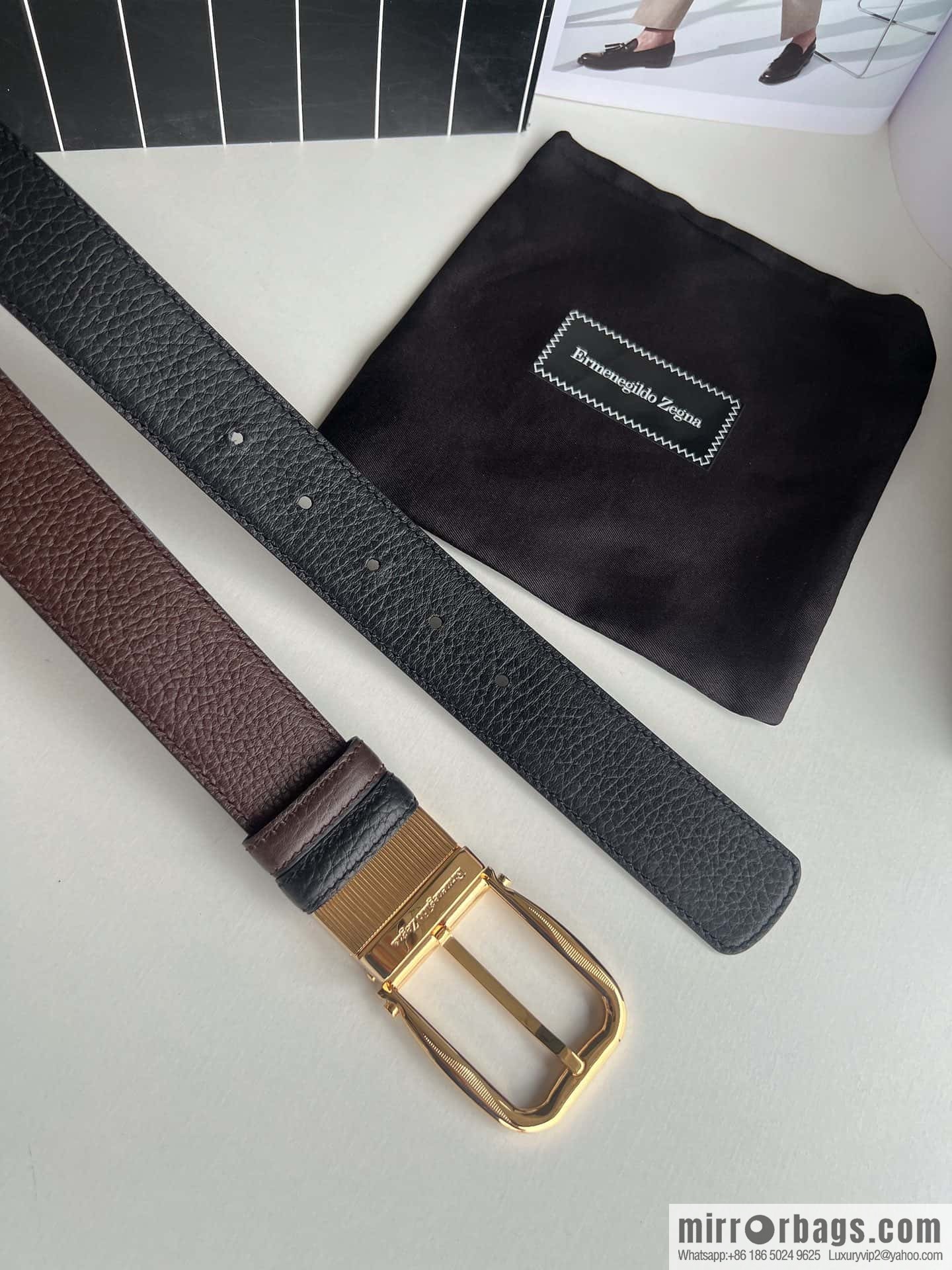 Ermengildo. Zein Zegna men's business leisure rotating pin buckle imported first layer cowhide belt 3.5cm