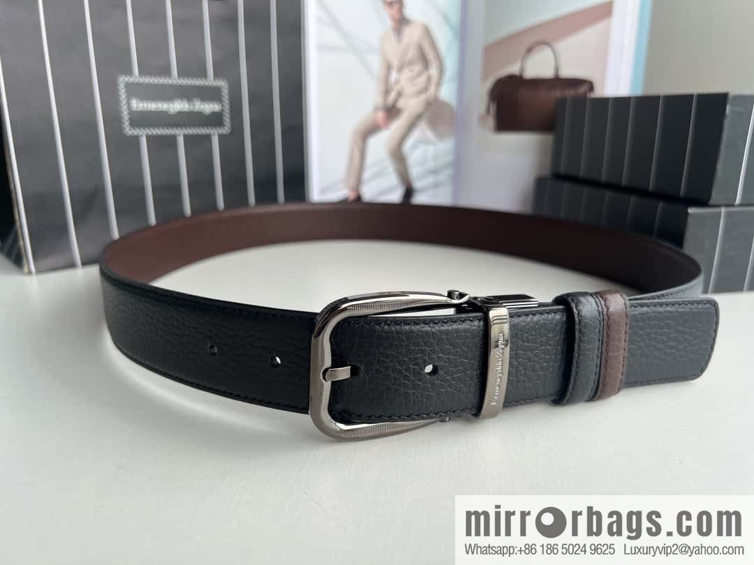 Ermengildo. Zein Zegna men's business leisure rotating pin buckle imported first layer cowhide belt 3.5cm