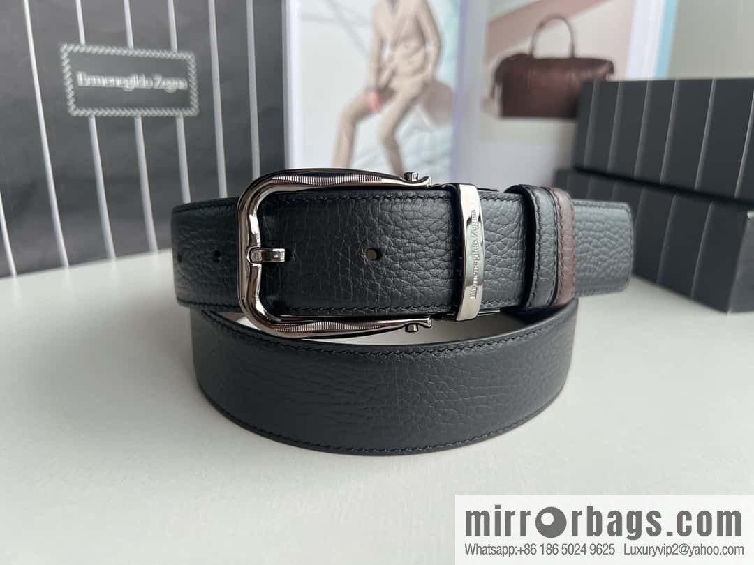 Ermengildo. Zein Zegna men's business leisure rotating pin buckle imported first layer cowhide belt 3.5cm