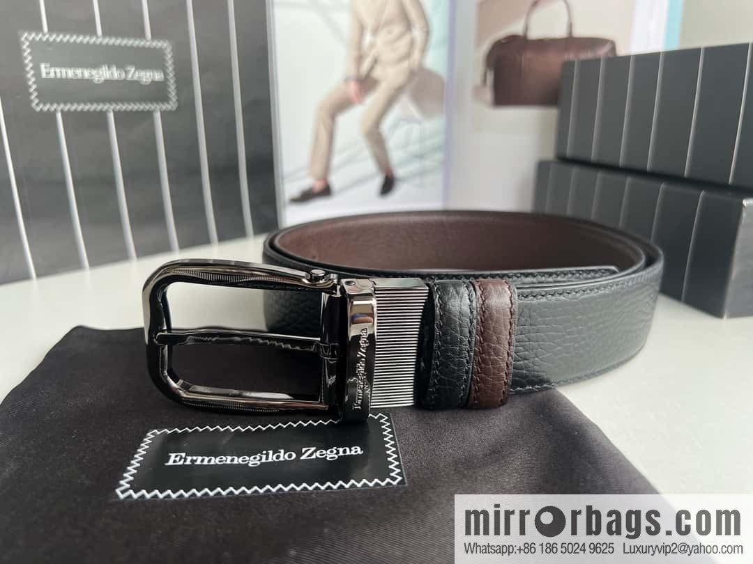 Ermengildo. Zein Zegna men's business leisure rotating pin buckle imported first layer cowhide belt 3.5cm