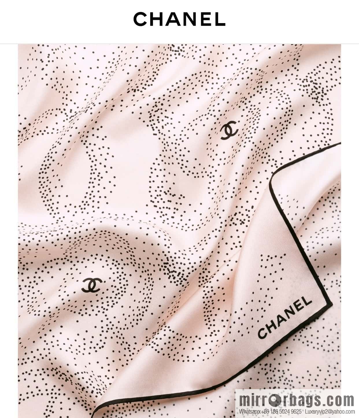 CHANEL Polka dot camellia square towel