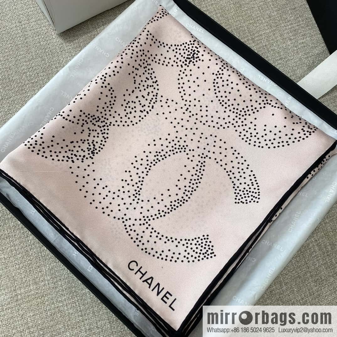 CHANEL Polka dot camellia square towel
