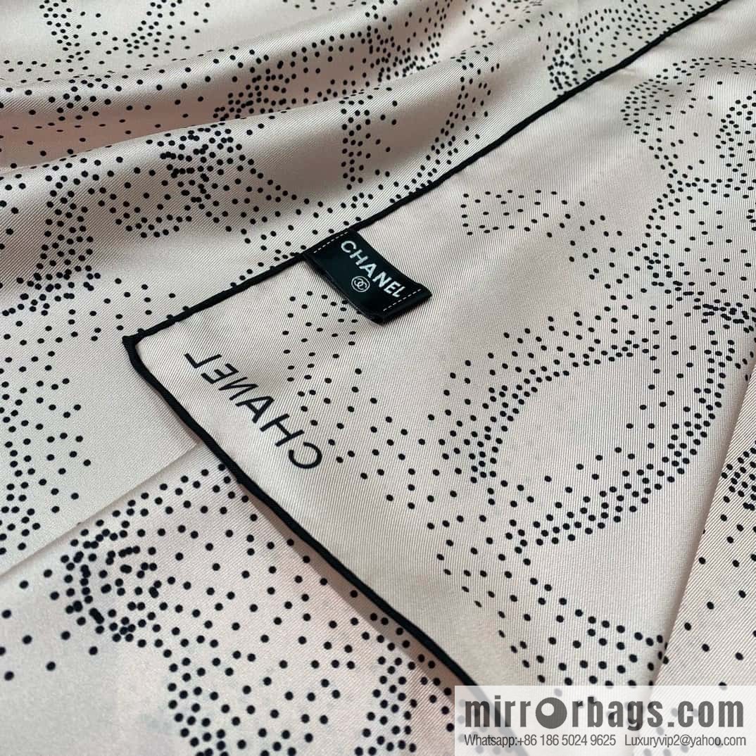 CHANEL Polka dot camellia square towel