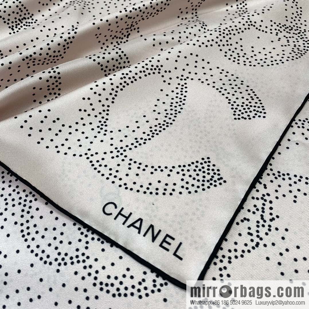 CHANEL Polka dot camellia square towel