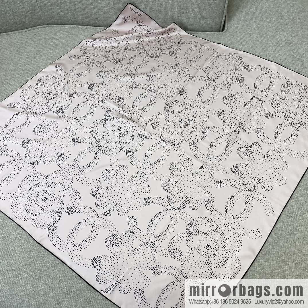 CHANEL Polka dot camellia square towel