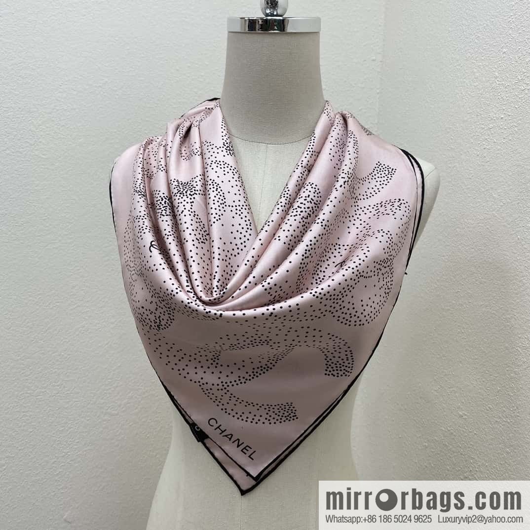 CHANEL Polka dot camellia square towel