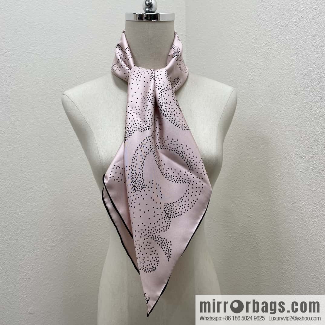CHANEL Polka dot camellia square towel