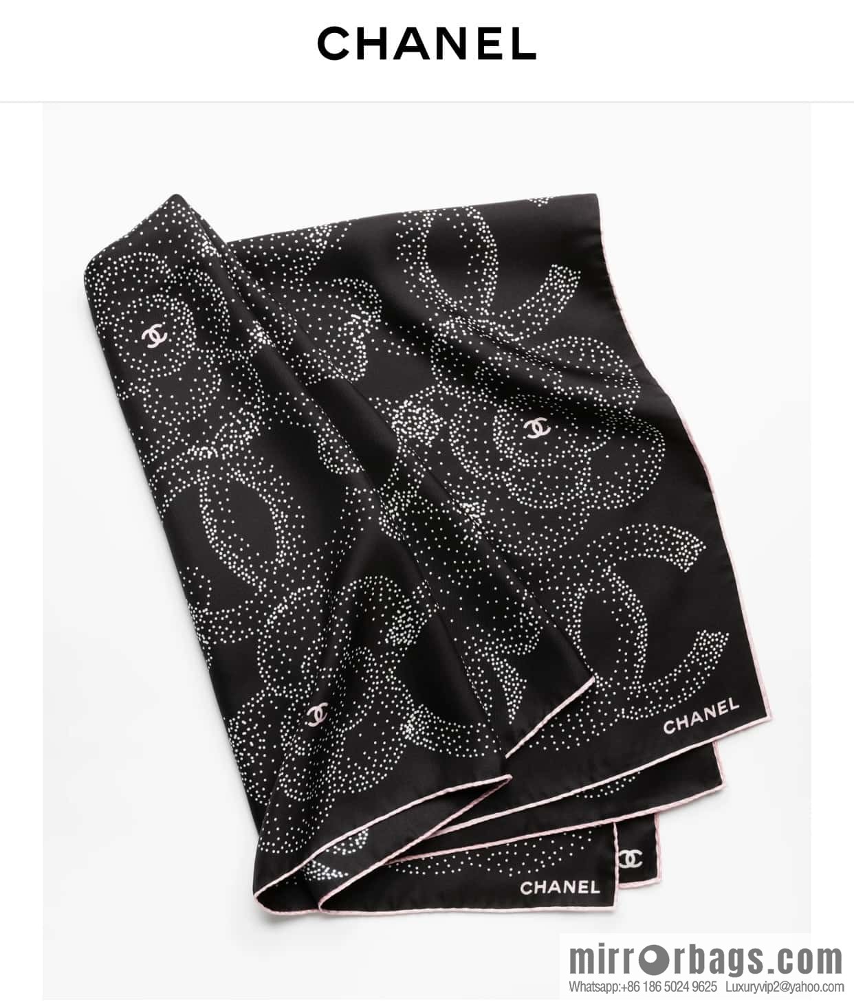 CHANEL Polka dot camellia square towel
