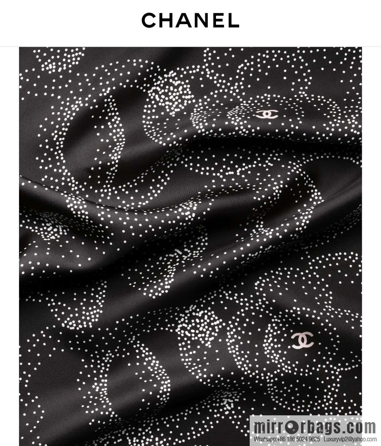 CHANEL Polka dot camellia square towel