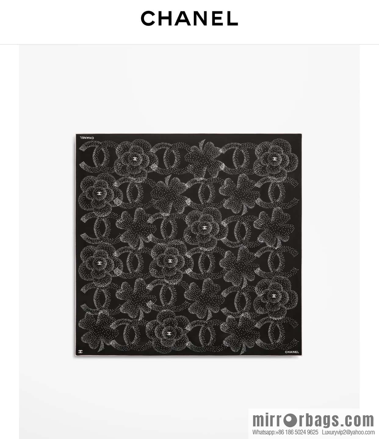 CHANEL Polka dot camellia square towel