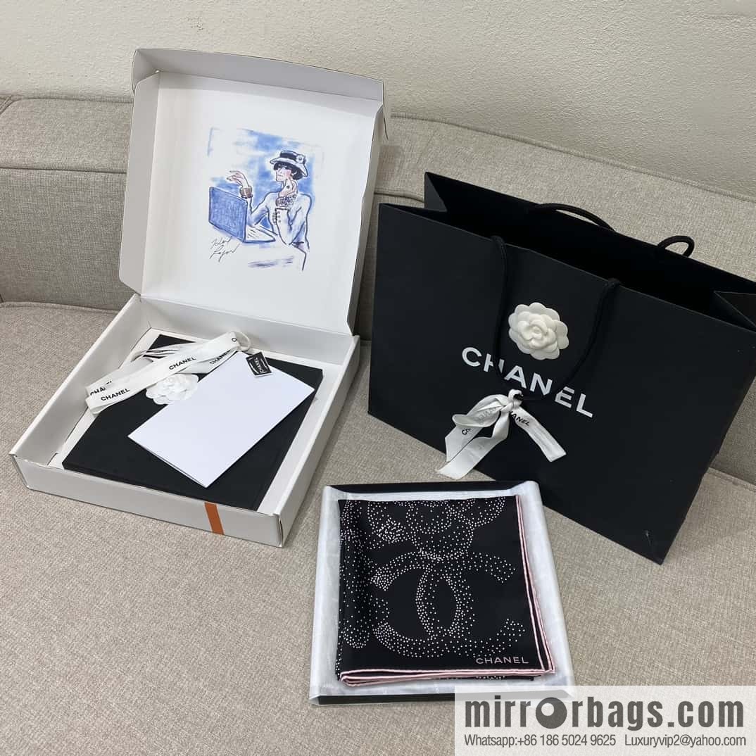 CHANEL Polka dot camellia square towel