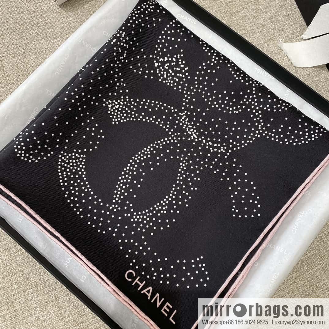 CHANEL Polka dot camellia square towel