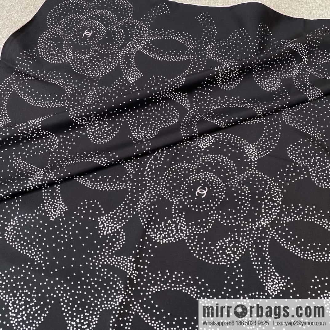 CHANEL Polka dot camellia square towel