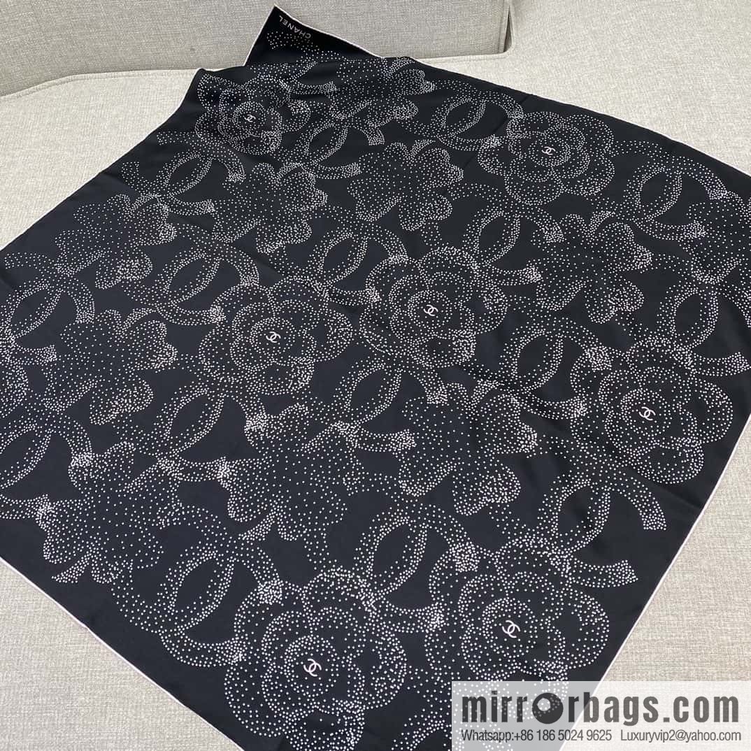 CHANEL Polka dot camellia square towel