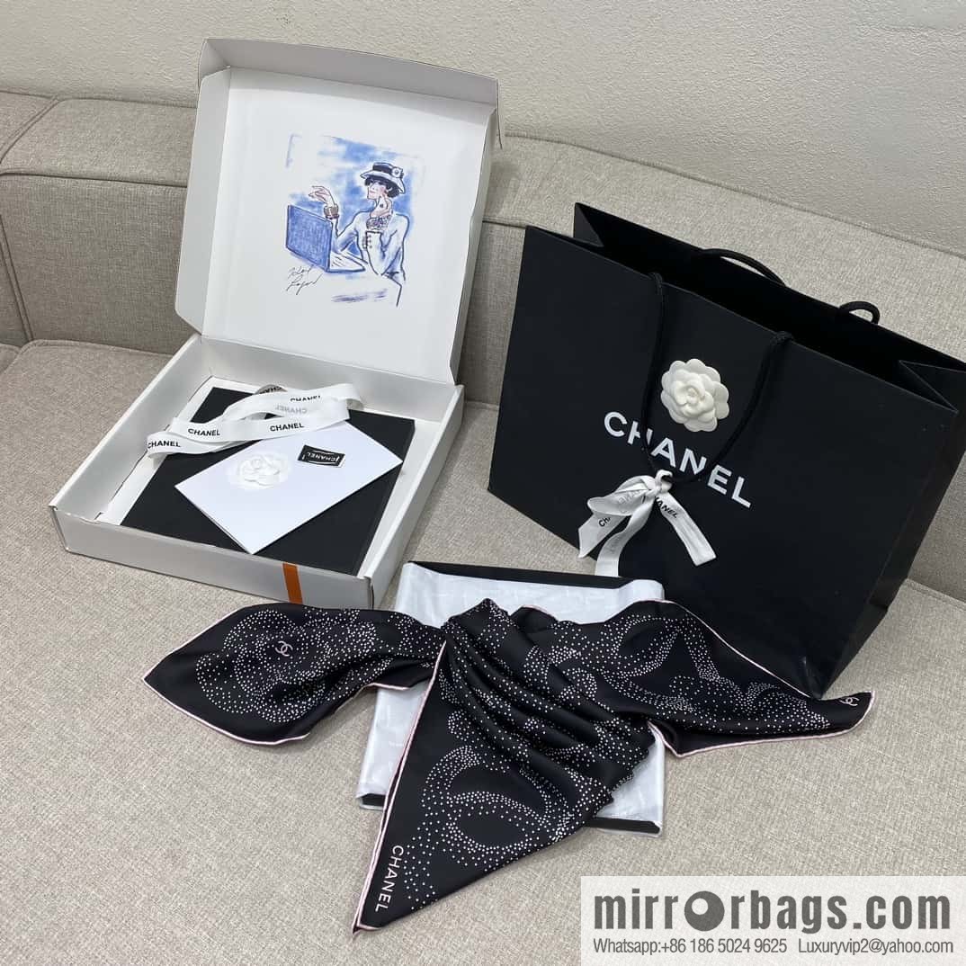 CHANEL Polka dot camellia square towel