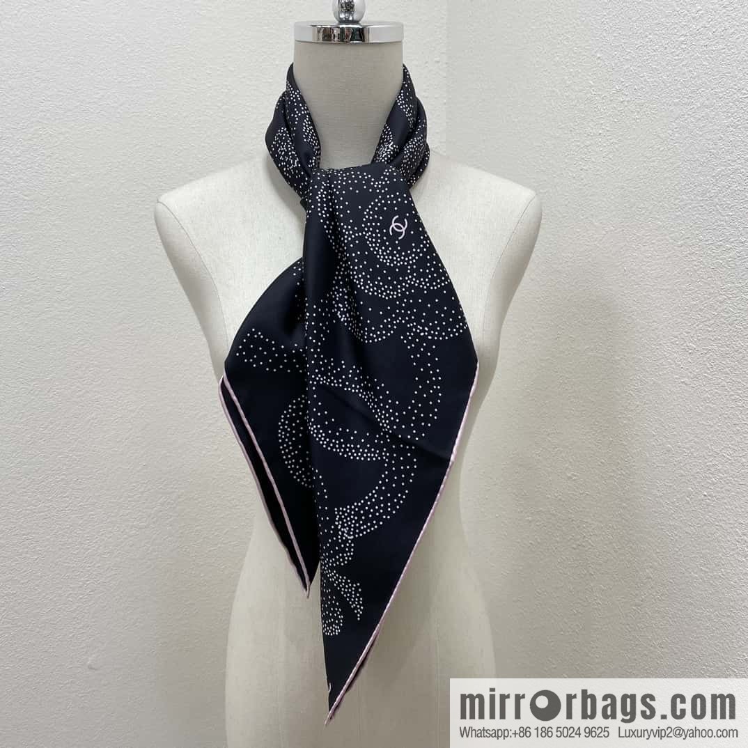 CHANEL Polka dot camellia square towel